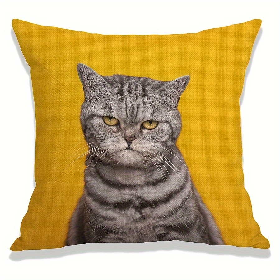 Angry Cat Linen Throw Pillow C - đánh giá và giá Pillow Insert 18X18