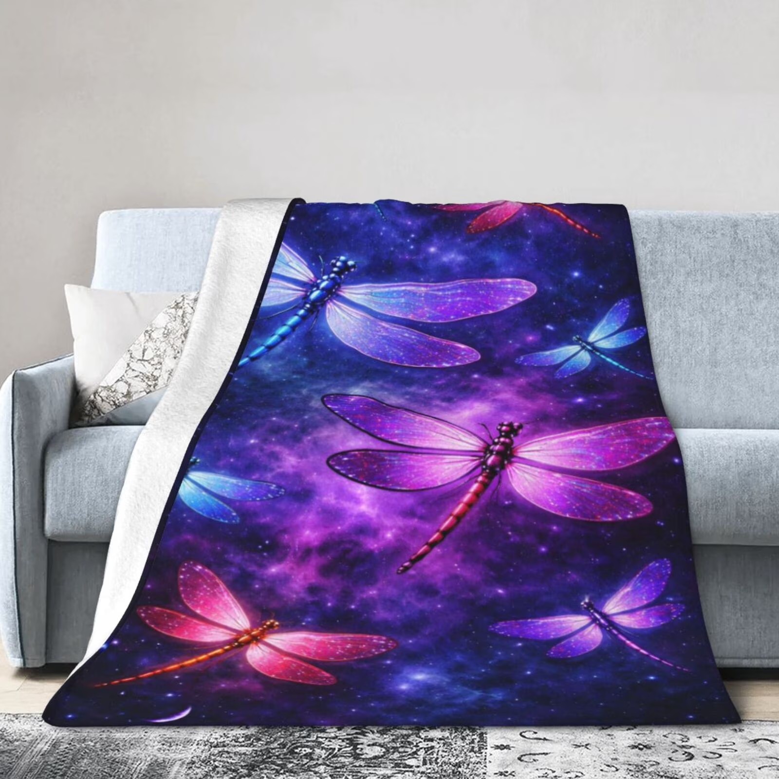 Cosmic Dragonfly Flannel Blank - đánh giá và giá Galaxy Home Textiles