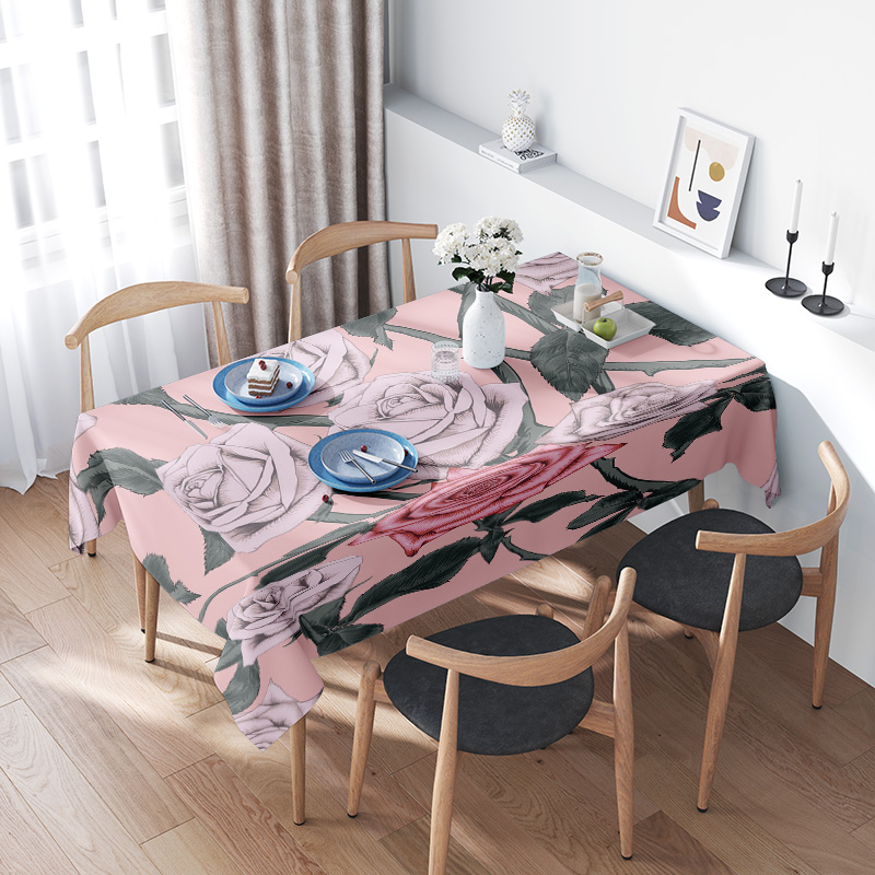 Pink Floral Tablecloth with Pi - đánh giá và giá Home Textiles Com