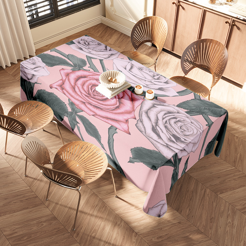 Pink Floral Tablecloth with Pi - đánh giá và giá Home Textiles Com