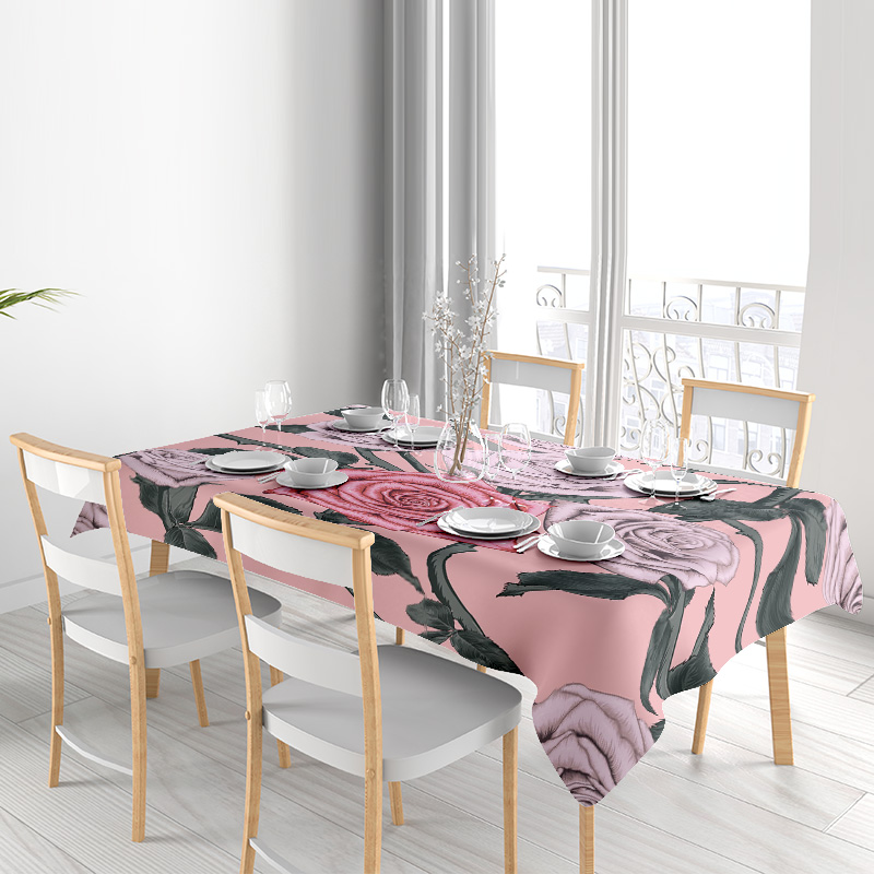Pink Floral Tablecloth with Pi - đánh giá và giá Home Textiles Com