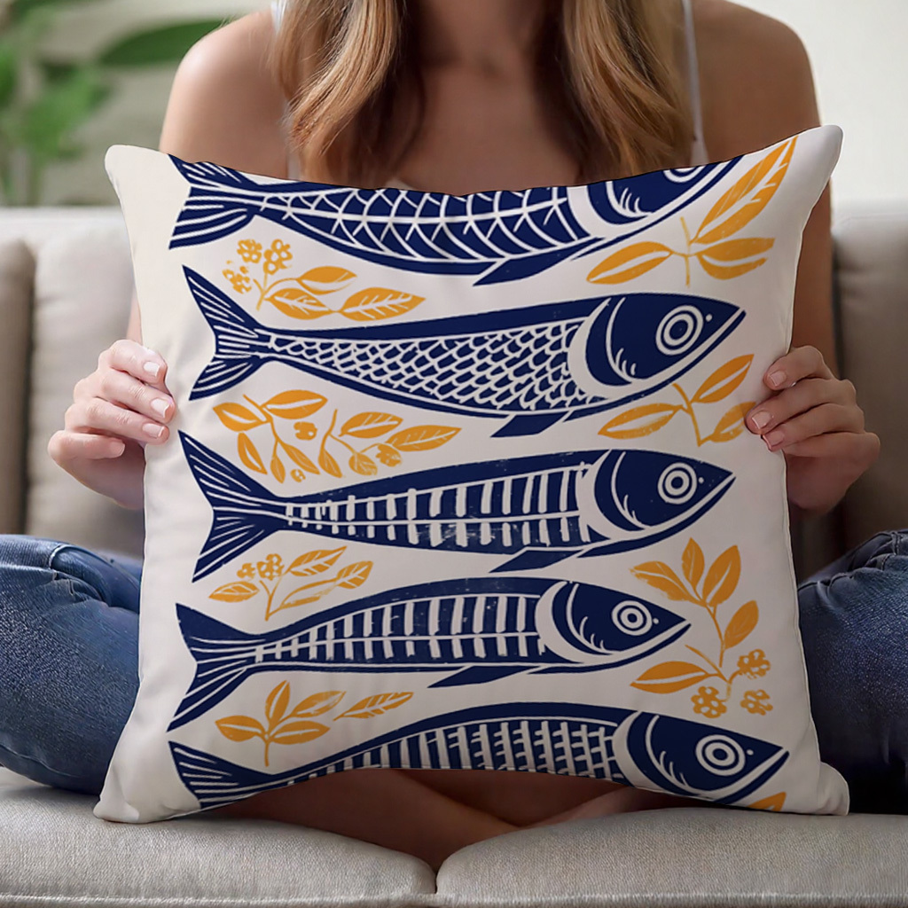 1pc Danish Woodcut Sardine Pil - đánh giá và giá Pillow Insert 18X18
