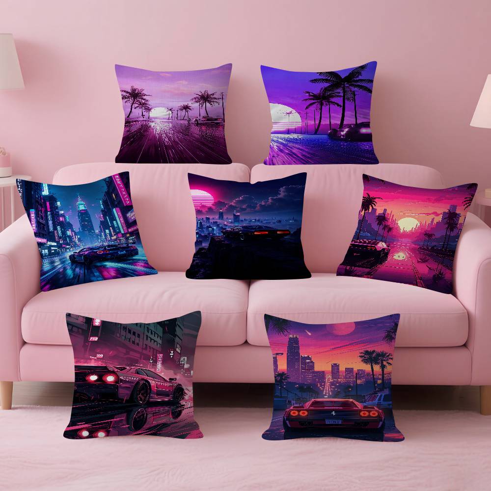 Neon Night City Landscape 80s  - đánh giá và giá Home Textiles City