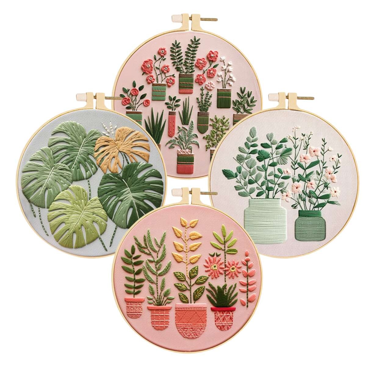 4PCS Plant Embroidery Kit For  - đánh giá và giá Home Textiles Discount