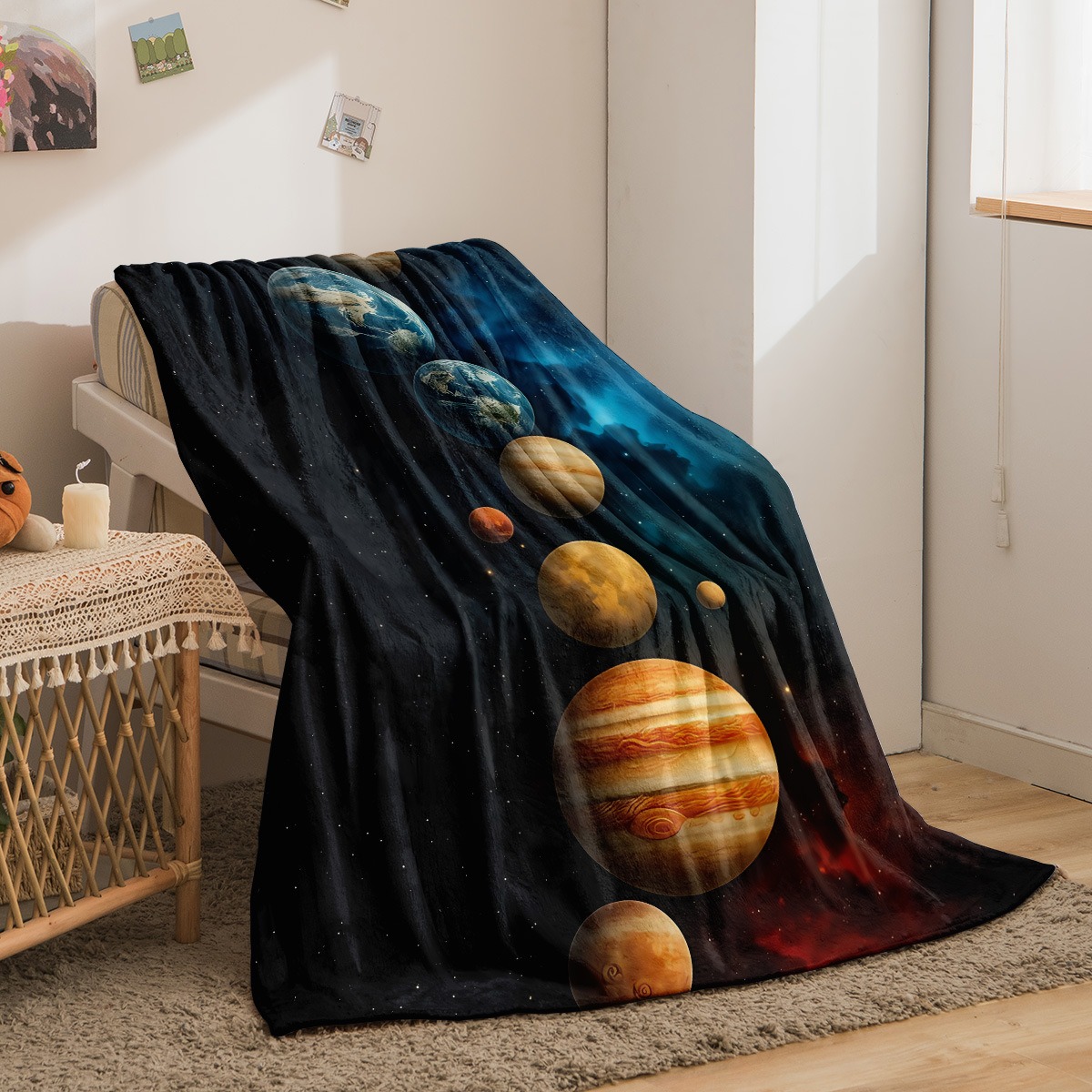 Galaxy Planets Pattern Flannel - đánh giá và giá Galaxy Home Textiles