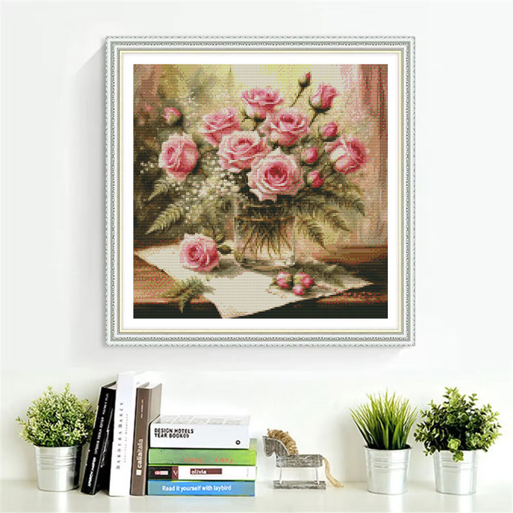 HUACAN Cross Stitch Kits Rose  - đánh giá và giá Home Textiles Discount