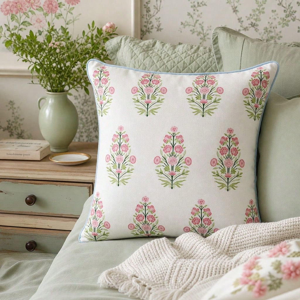 Pink Floral Pillow Cover, Roma - đánh giá và giá Pillow Insert 18X18