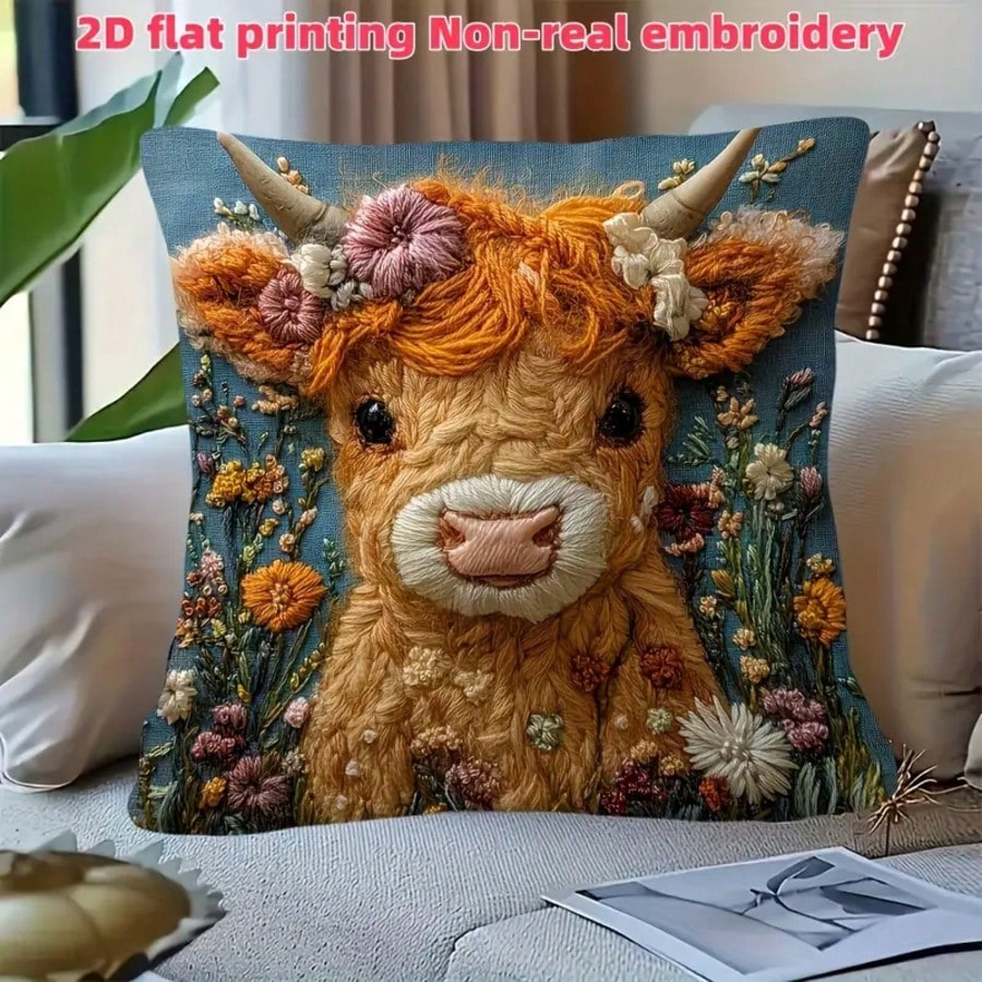 1pc Vintage Highland Cow Decor - đánh giá và giá Pillow Insert 18X18